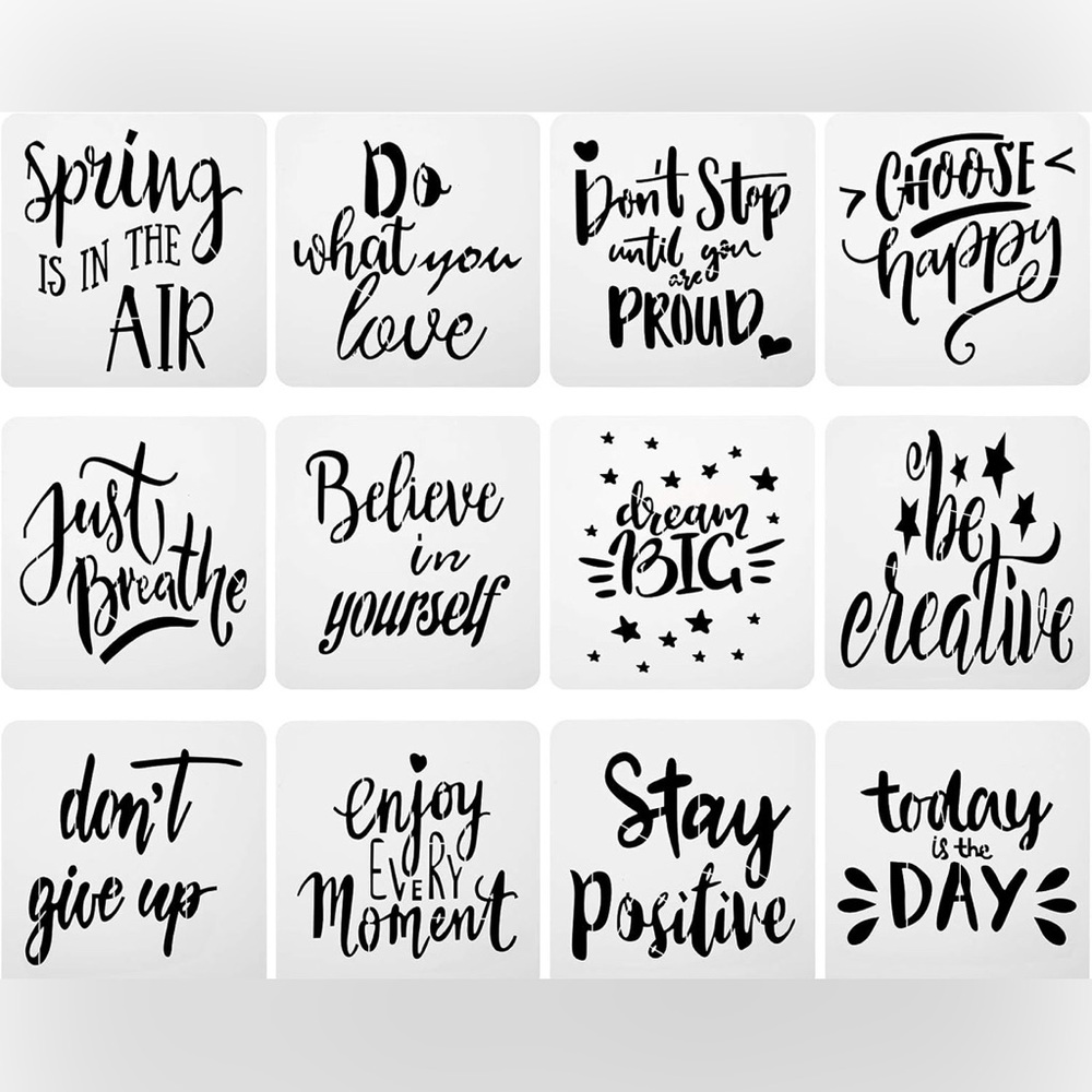 12 Phrase Stencils Back to School Motivation Inspiration Teacher Student, Child